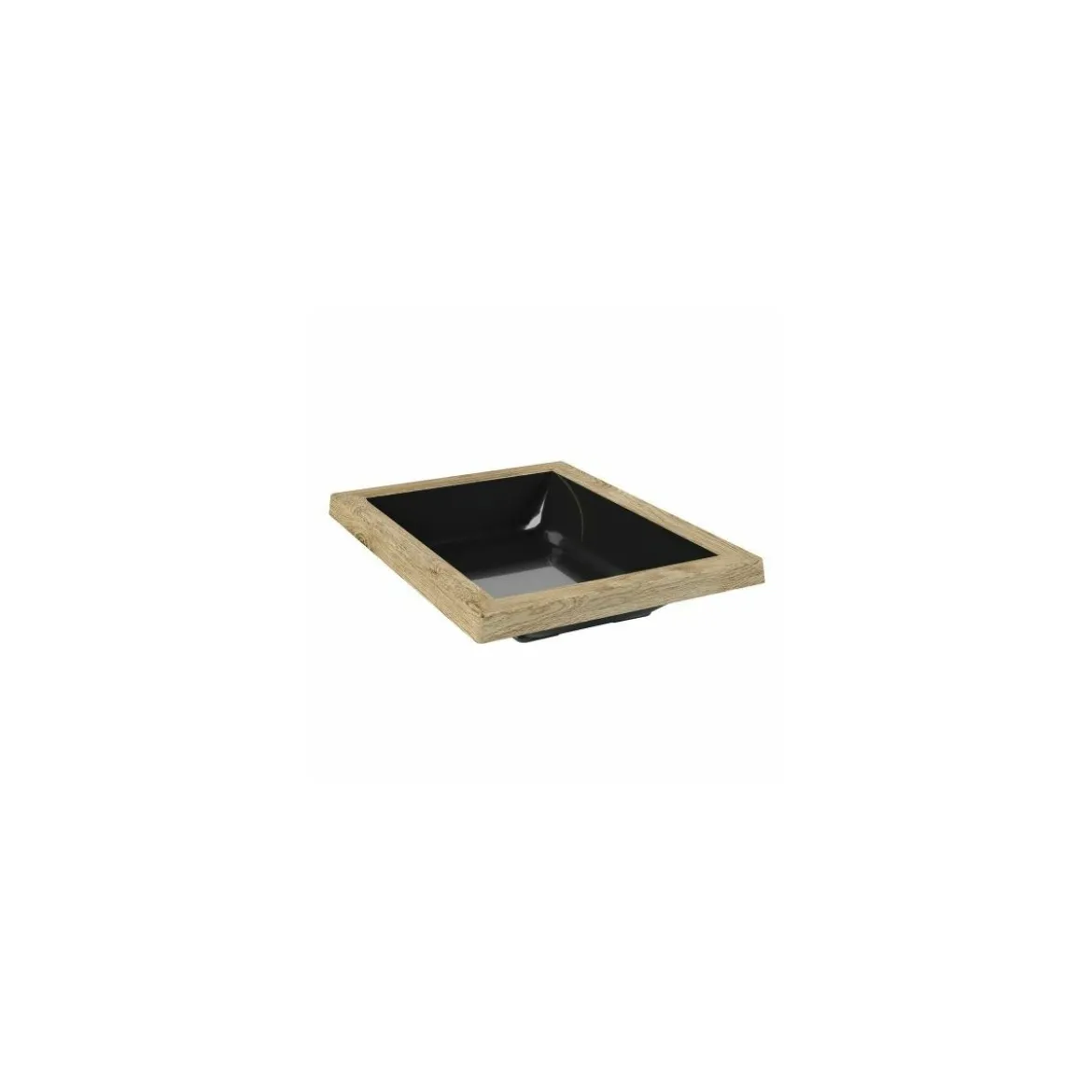 Plat mélamine noir bord bois 28 x 21 x 5 cm