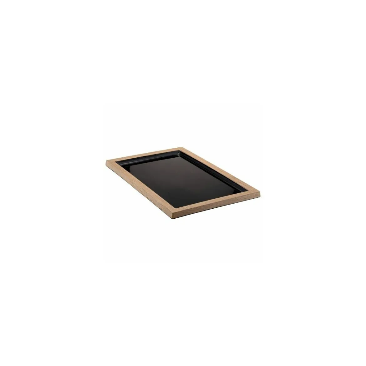 Plat mélamine noir contour effet bois 42 x 28 x 2,1 cm