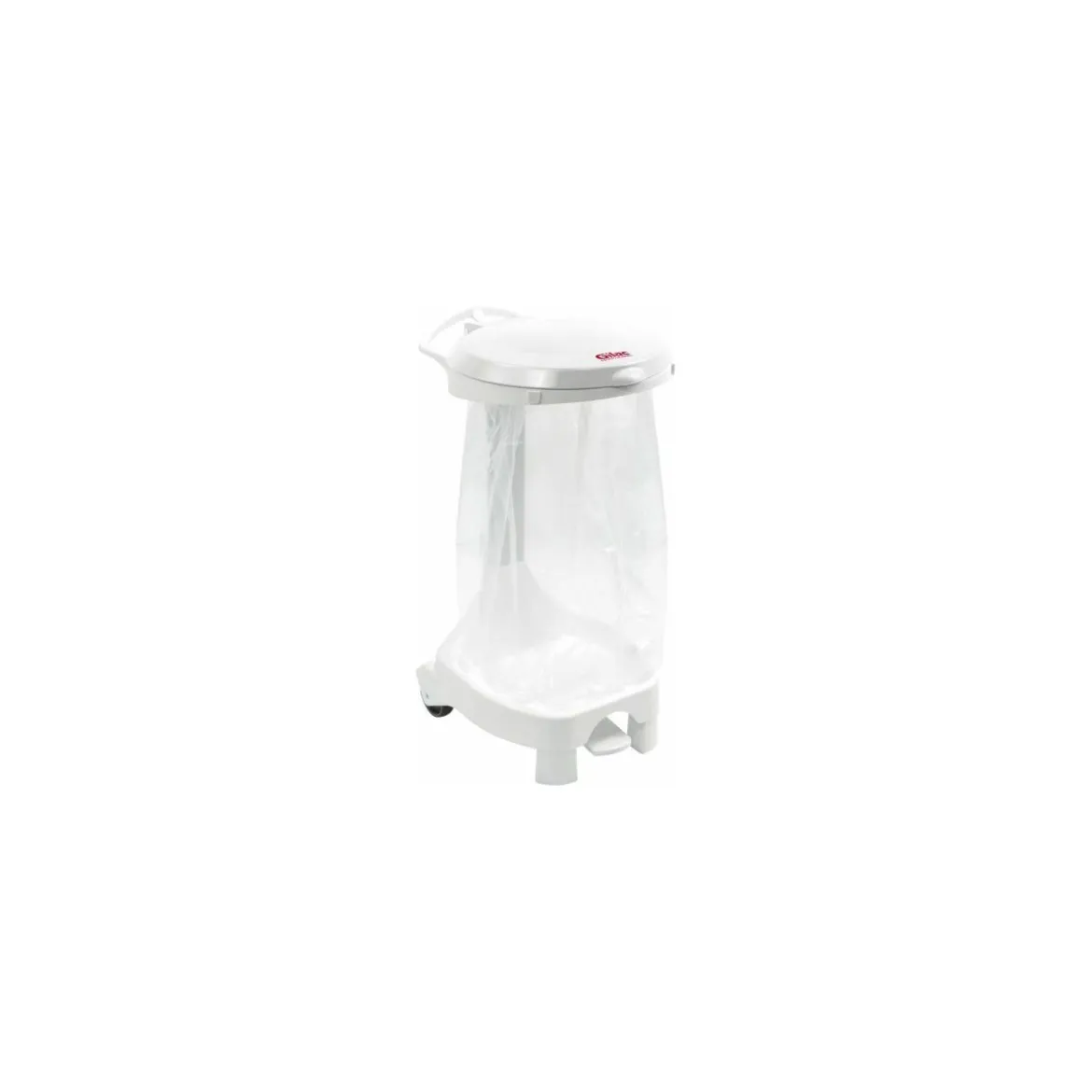 Porte sac poubelle 120 L à pédale et couvercle blanc