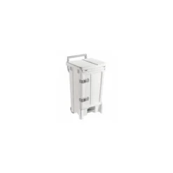 Poubelle à pédale avec porte et roulettes 90 L