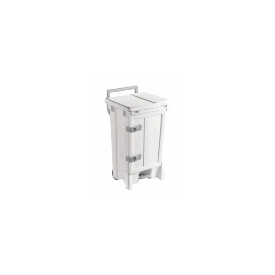 Poubelle à pédale avec porte et roulettes 90 L