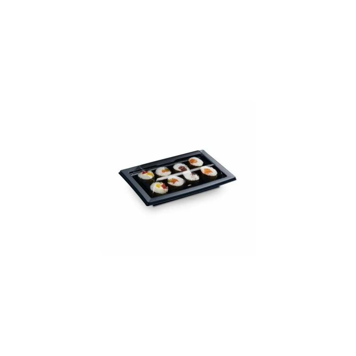Ravier noir sushi et produits frais Quadripack + couvercle 17 x 10,5 cm - par 25
