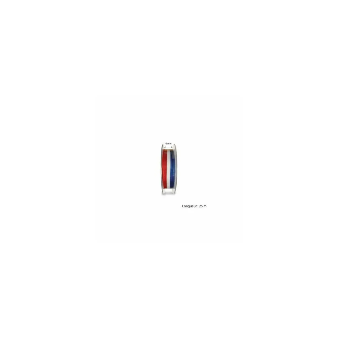 Ruban bleu blanc rouge 16 mm x 25 m - à l'unité