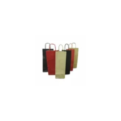 Sac 2 bouteilles noir kraft vergé 18 x 8 x 39 cm - par 50