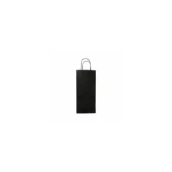 Sac 2 bouteilles noir kraft vergé 18 x 8 x 39 cm - par 50