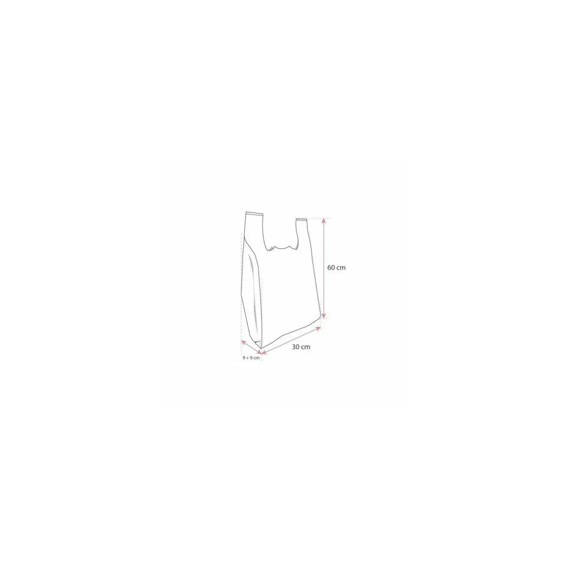 Sac bretelles blanc grosses volailles 50 µ 30 x 60 + 9 cm - par 500
