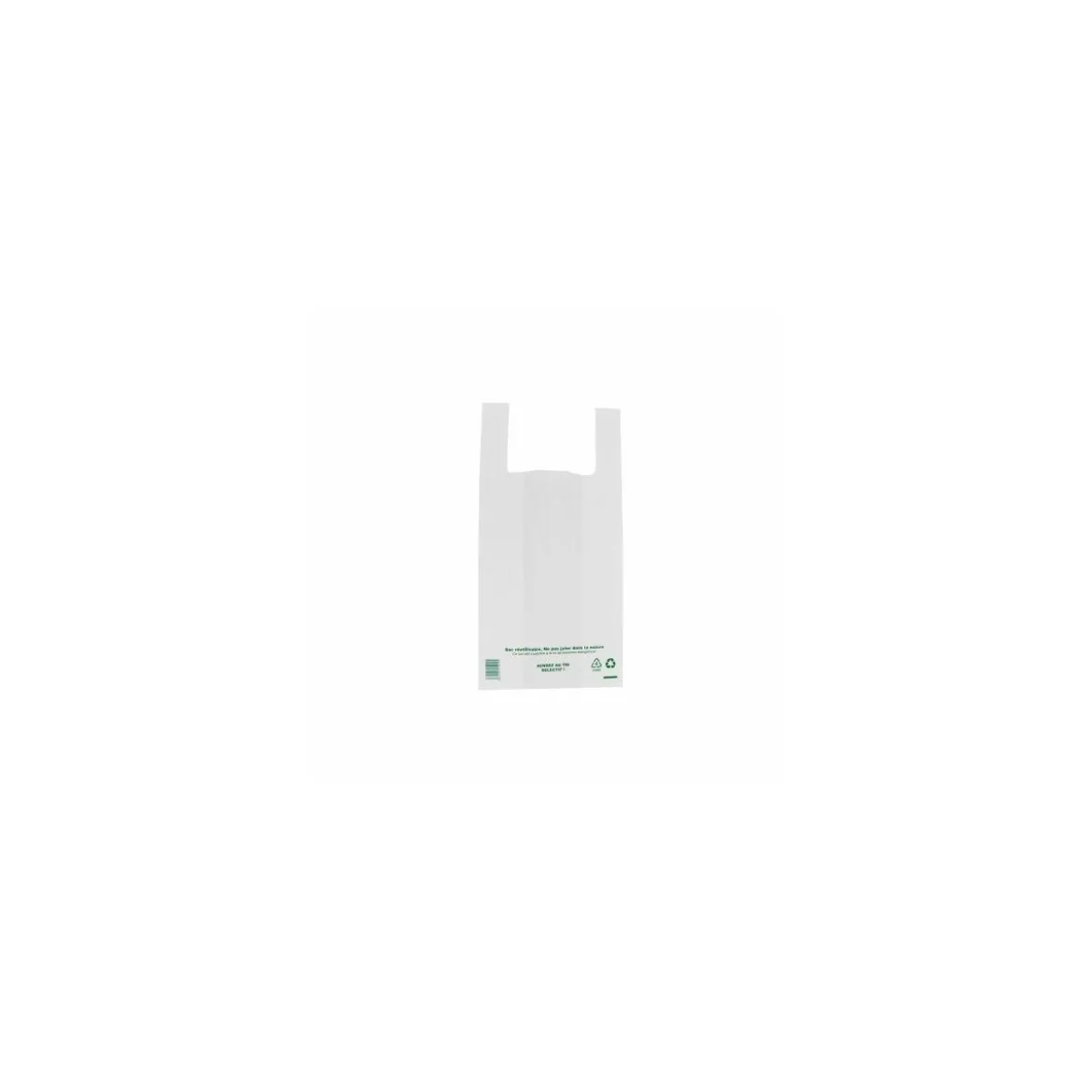 Sac bretelles blanc grosses volailles 50 µ 30 x 60 + 9 cm - par 500
