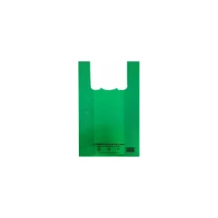 Sac bretelles vert PEBD 50 µ 45 x 26 + 6 cm - par 500