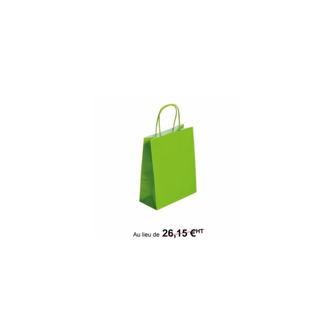 Sac cabas vert acidulé à poignées torsadées 35 x 14 x 40 cm - par 50