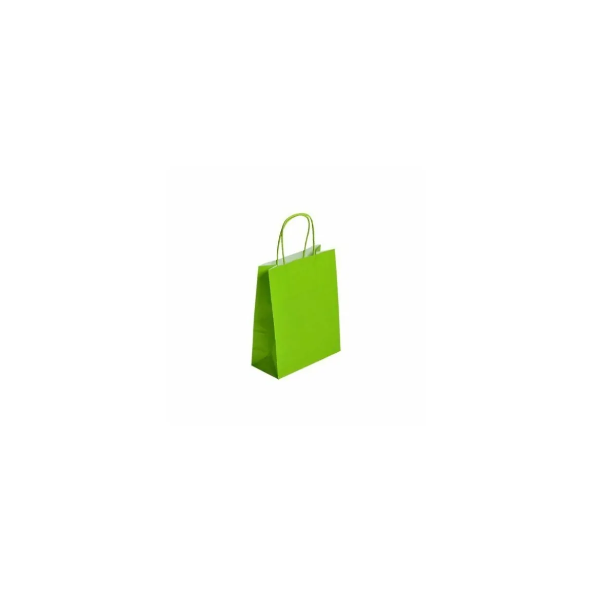 Sac cabas vert acidulé à poignées torsadées 18 x 8 x 22 cm - par 50
