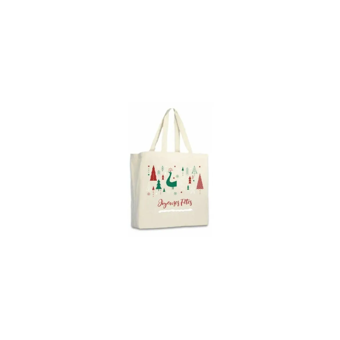 Sac coton "Joyeuses fêtes" 37 x 36 + 22 cm - par 100