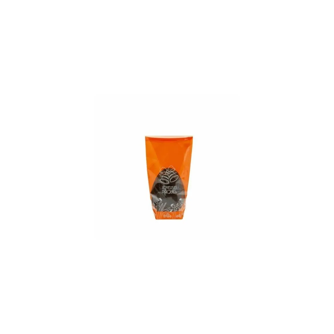 Sachet confiseur fond carton JOYEUSES PAQUES ORANGE 12 x 27,5 cm - par 100