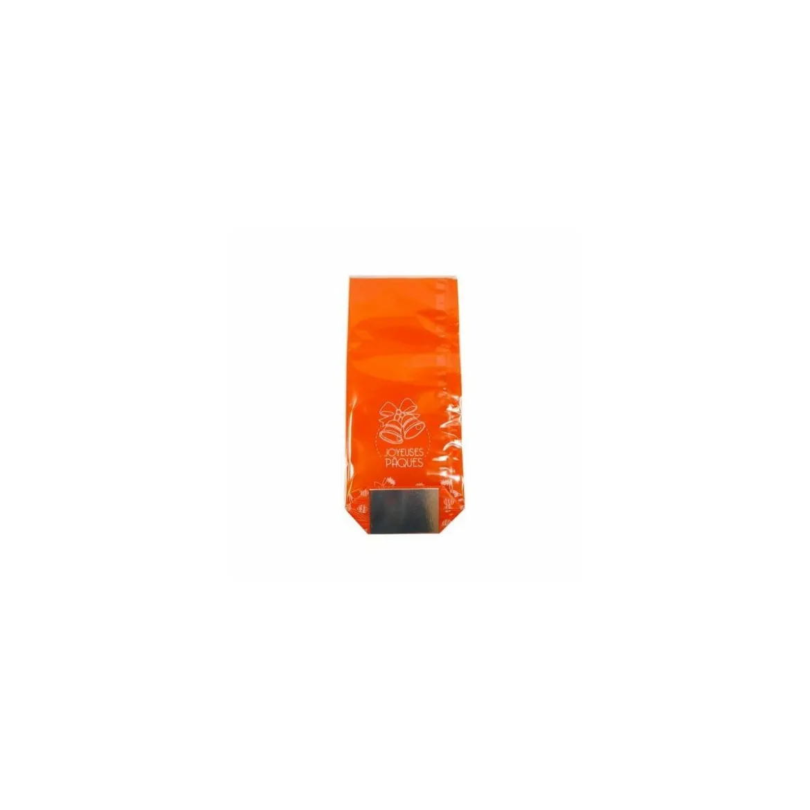 Sachet confiseur fond carton JOYEUSES PAQUES ORANGE 12 x 27,5 cm - par 100