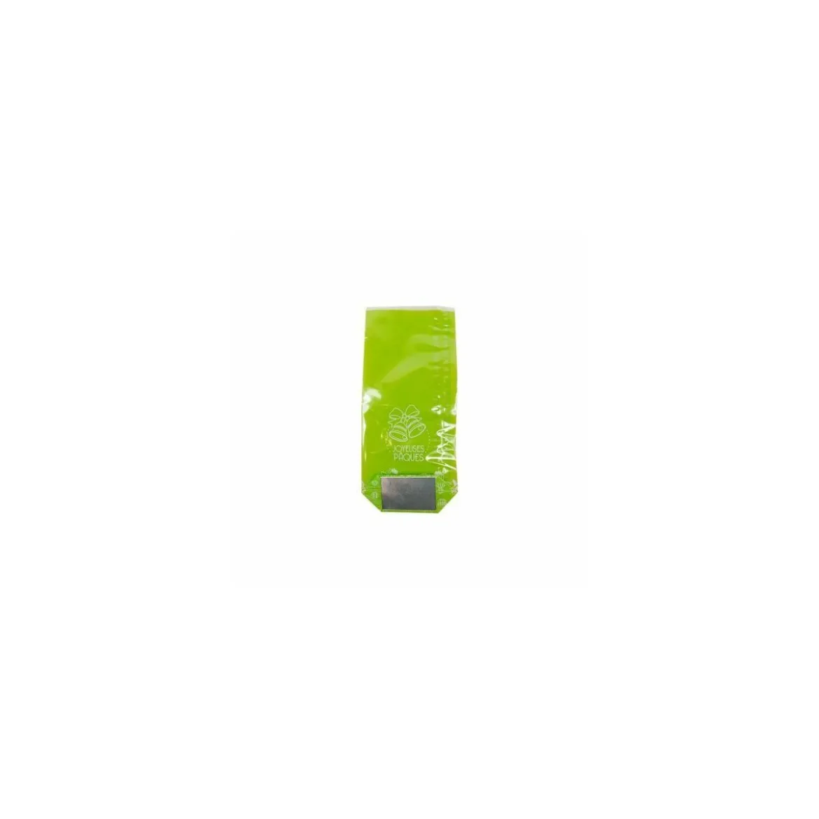 Sachet confiseur fond carton JOYEUSES PAQUES VERT 10 x 22 cm - par 100