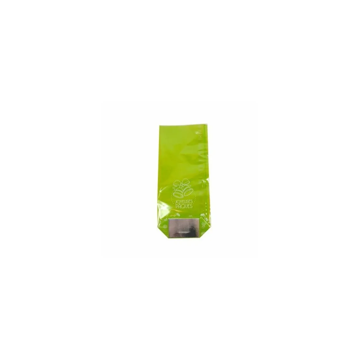 Sachet confiseur fond carton JOYEUSES PAQUES VERT 12 x 27,5 cm - par 100