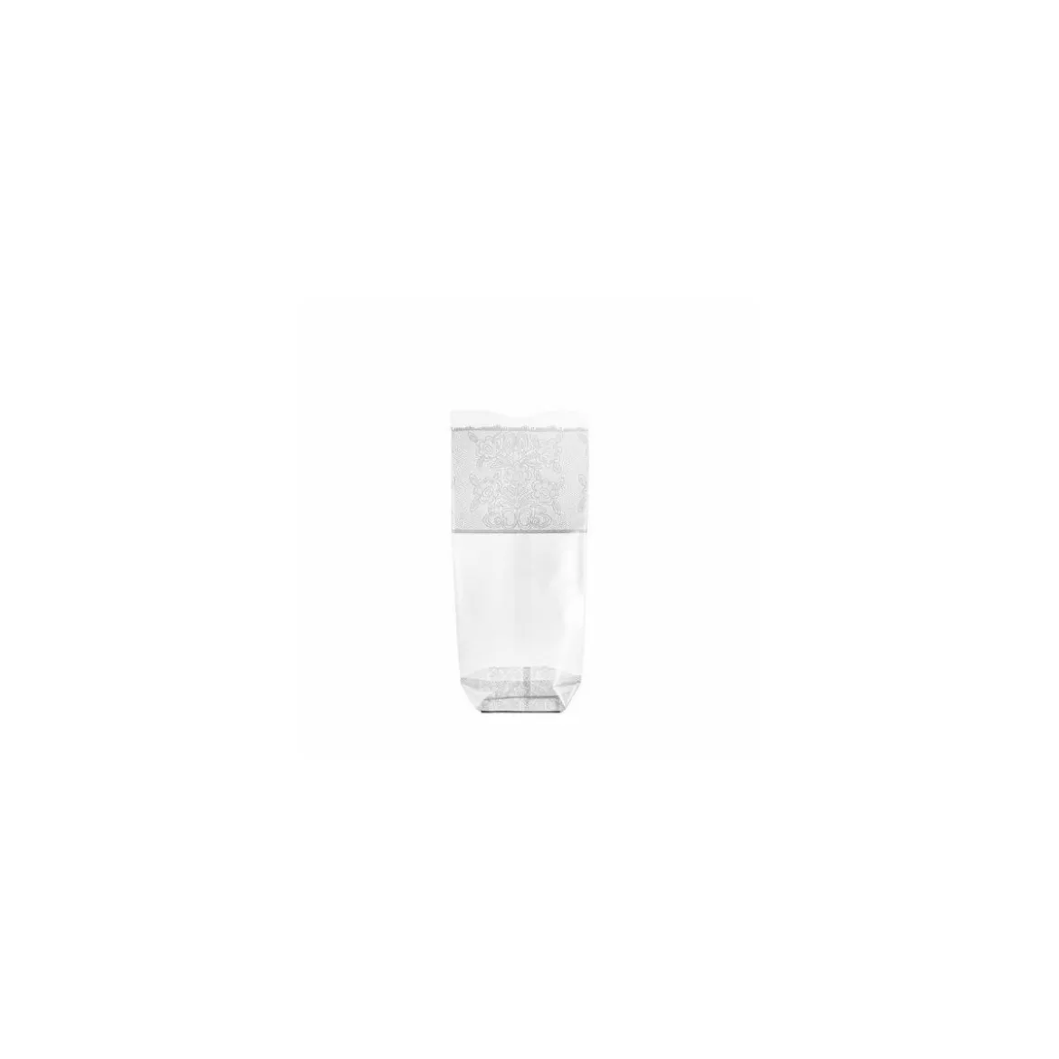 Sachet plastique fond carton "Dentelle blanche" 12 x 26 cm - par 100