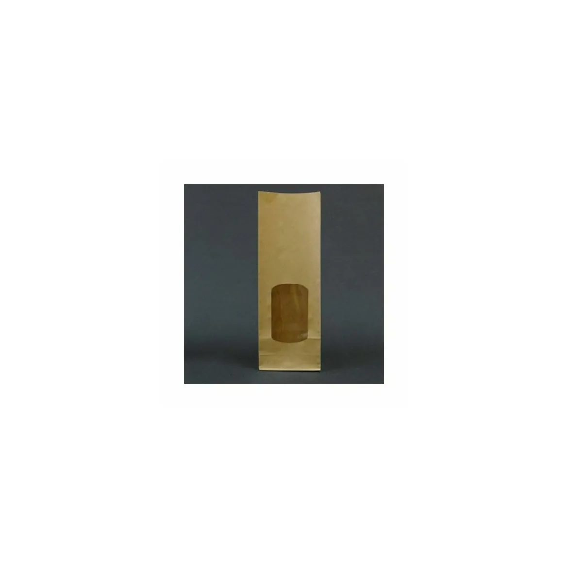 Sachet SOS kraft brun vergé avec fenêtre 10 + 5,5 x 29 cm - par 100