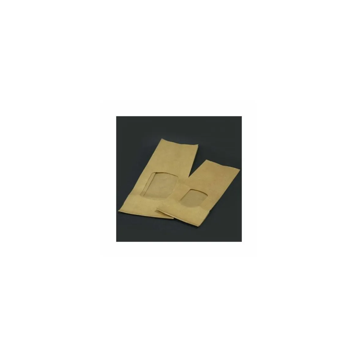 Sachet SOS kraft brun vergé avec fenêtre 8,5 + 5 x 21,5 cm - par 100