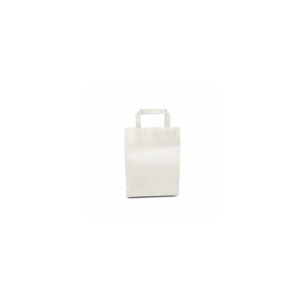 Sac papier kraft blanc à poignées plates 22 + 10 x 28 cm - par 50