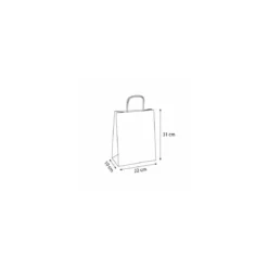 Sac papier kraft blanc à poignées torsadées 22 + 10 x 31 cm - par 50