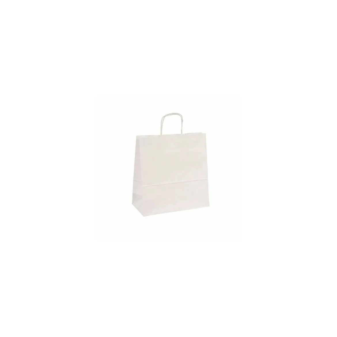 Sac papier kraft blanc à poignées torsadées 35 + 14 x 44 cm - par 50