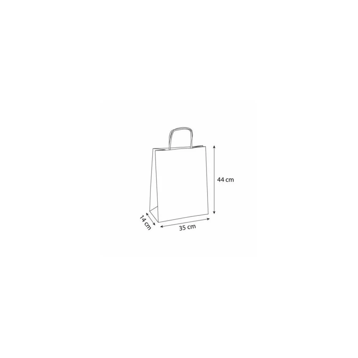 Sac papier kraft blanc à poignées torsadées 35 + 14 x 44 cm - par 50