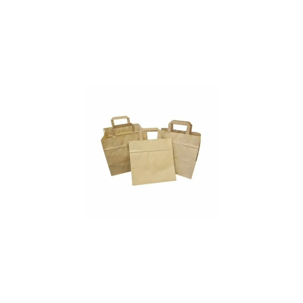 Sac papier kraft brun à poignées plates 26 + 19 x 25 cm - par 250