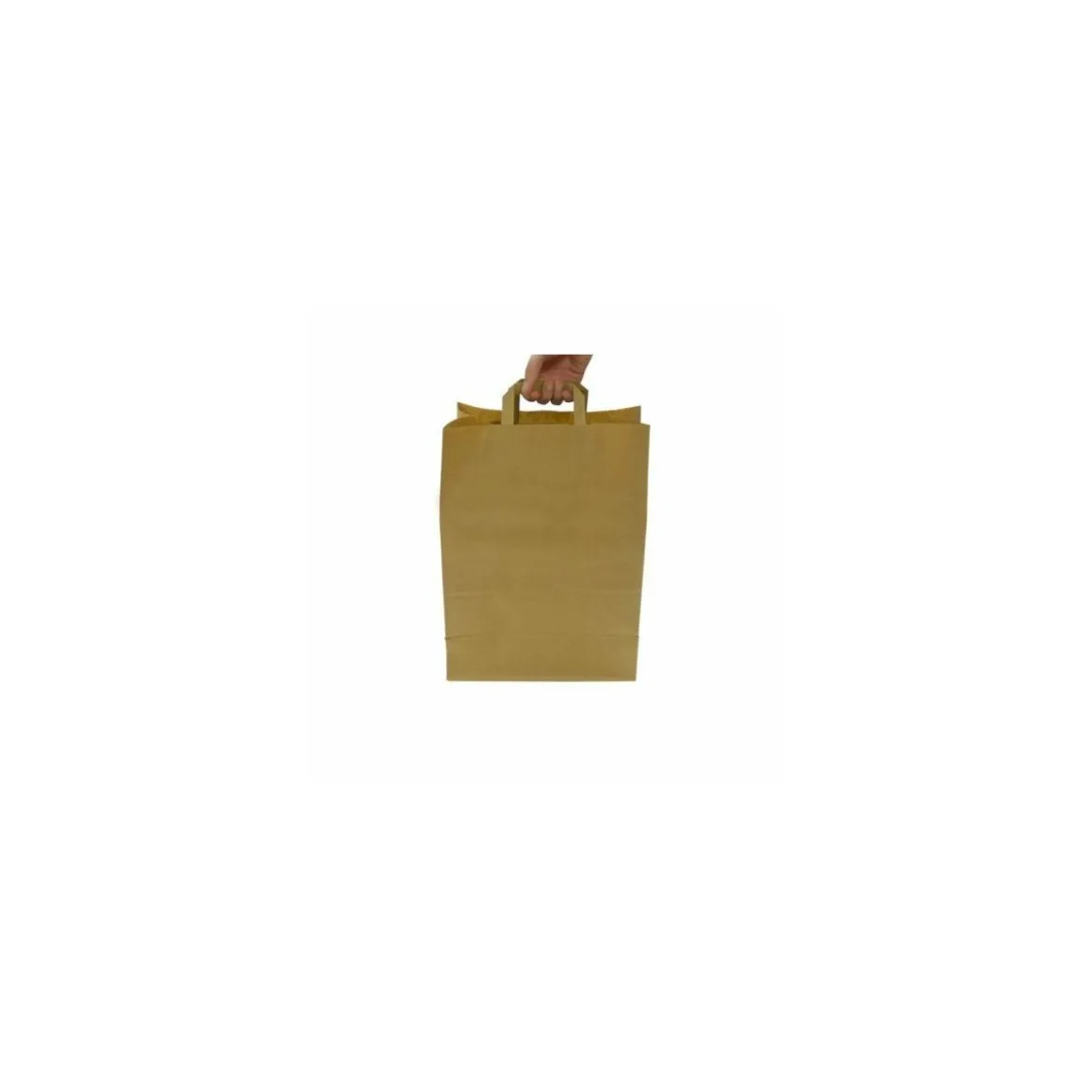 Sac papier kraft brun à poignées plates 32 + 17 x 43 cm - par 50