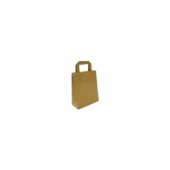 Sac papier kraft brun à poignées plates 18 + 8 x 22 cm - par 50