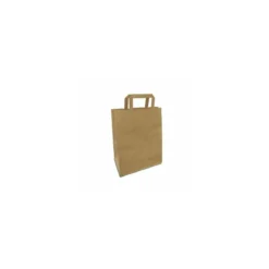 Sac papier kraft brun à poignées plates 26 + 14 x 32 cm - par 50