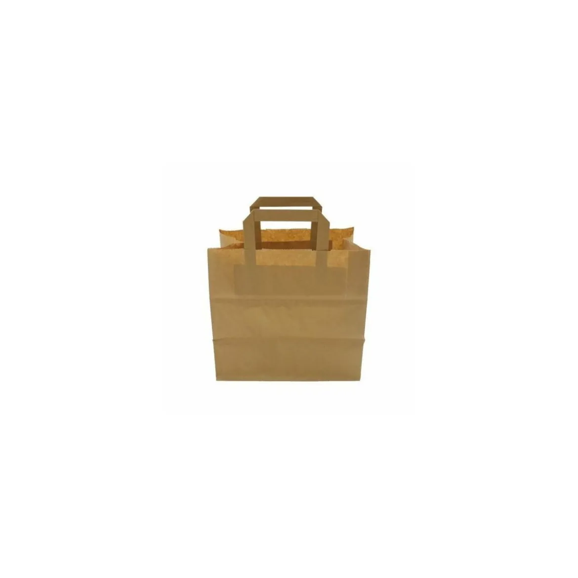 Sac papier kraft brun à poignées plates 26 + 17 x 25 cm - par 50