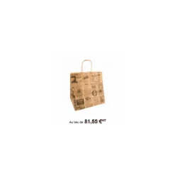 Sac papier kraft brun à poignées torsadées "Times" 26 + 20 x 27 cm - par 250