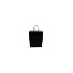 Sac papier kraft noir à poignées torsadées 23 + 12 x 30 cm - par 50