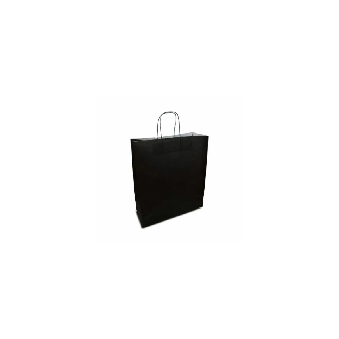 Sac papier kraft noir à poignées torsadées 35 + 14 x 40 cm - par 50