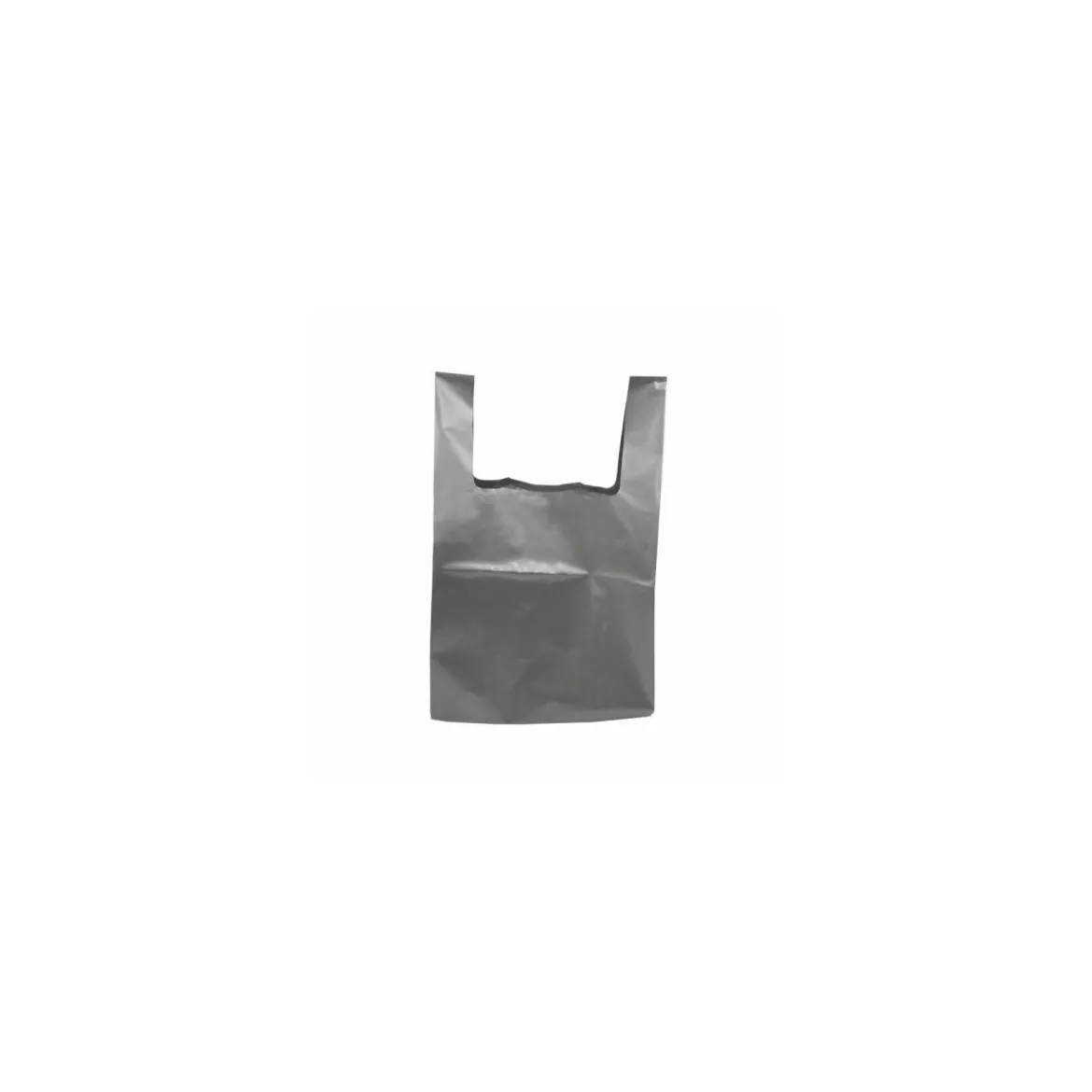 Sac plastique bretelles argent PEBD 50 µ 45 x 26 + 6 cm - par 500