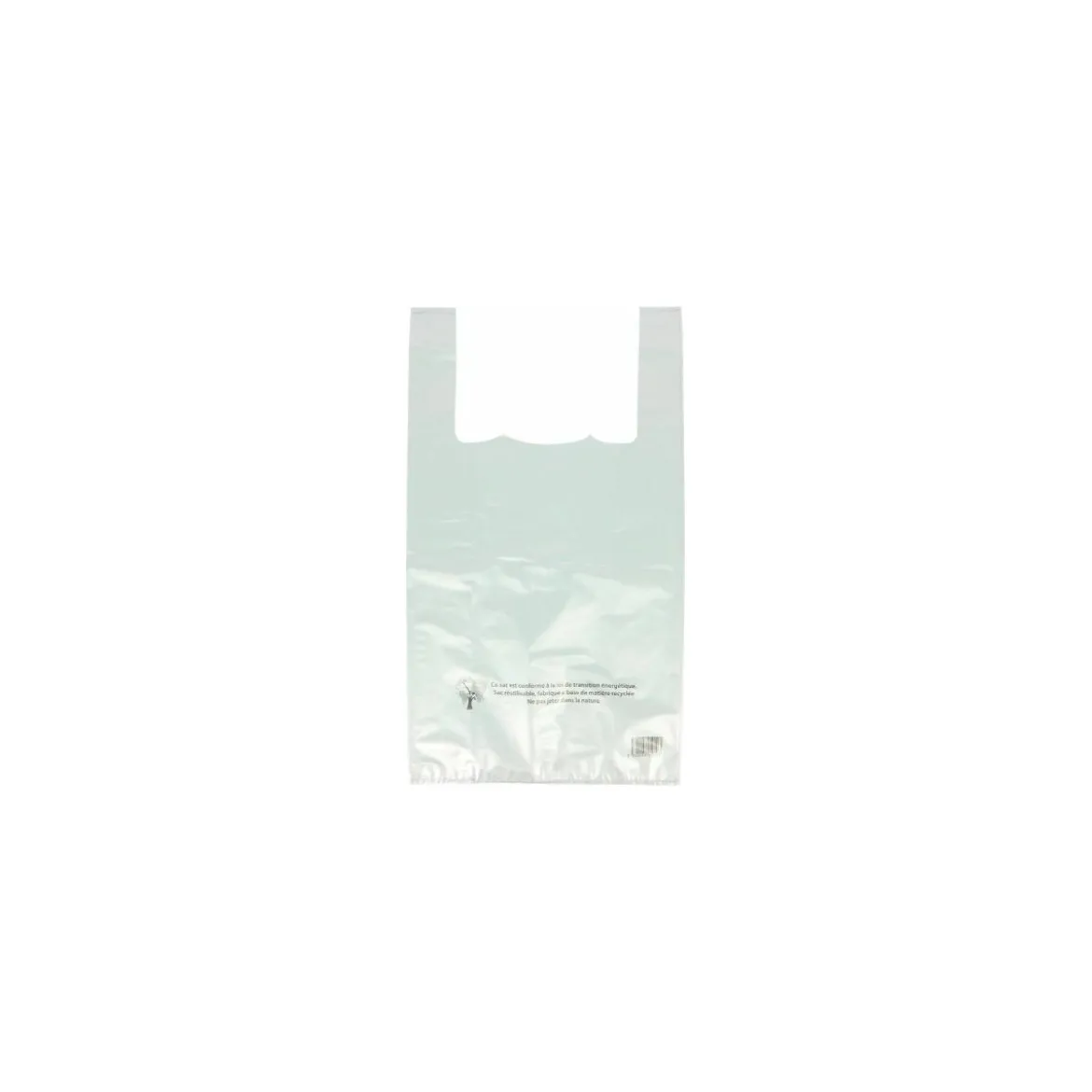 Sac plastique bretelles argent PEBD 50 µ 45 x 26 + 6 cm - par 500