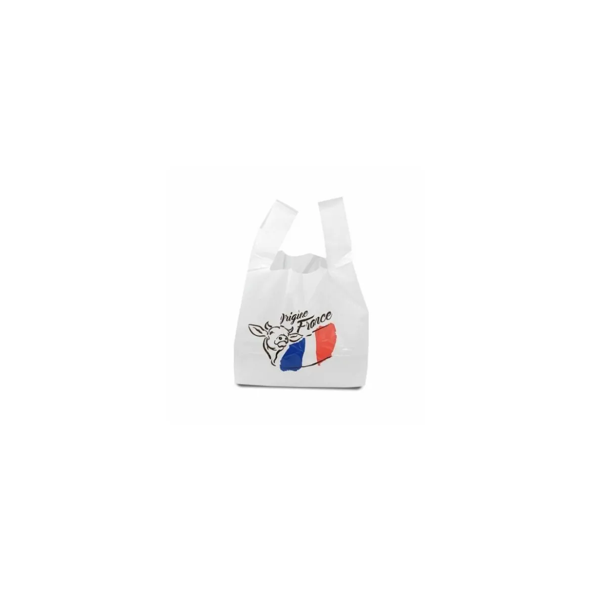 Sac plastique réutilisable "Origine France" PEBD 50 µ 45 x 26 + 6 cm - par 500
