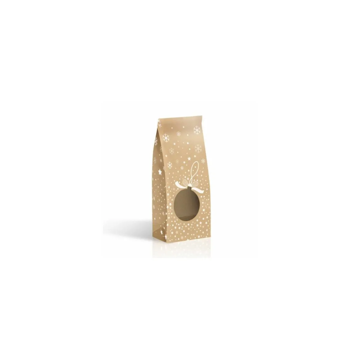 Sac SOS snow kraft brun à fenêtre ronde 10 x 5,5 x 28,5 cm - Par 100