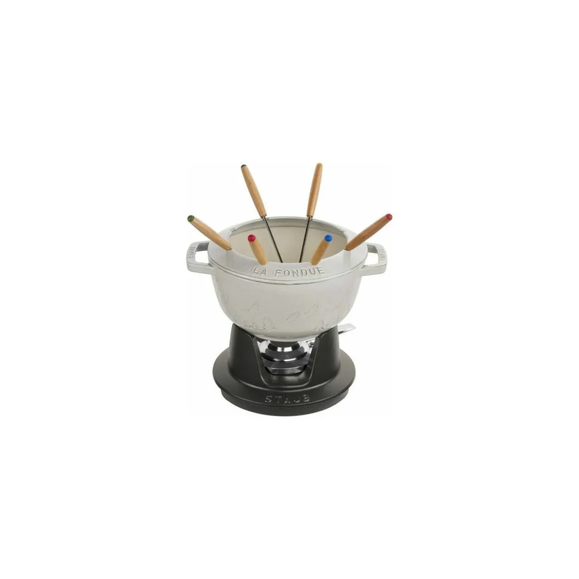 Service à fondue fonte truffe blanche Ø 20 cm