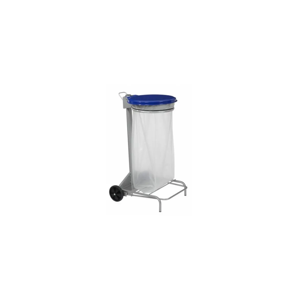 Support sac poubelle 110 L mobile bleu à pédale