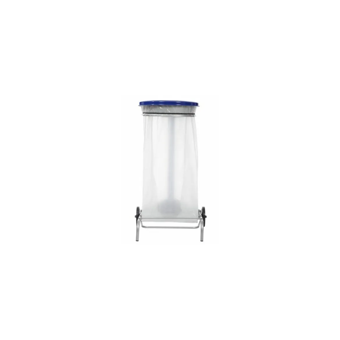 Support sac poubelle 110 L mobile bleu à pédale