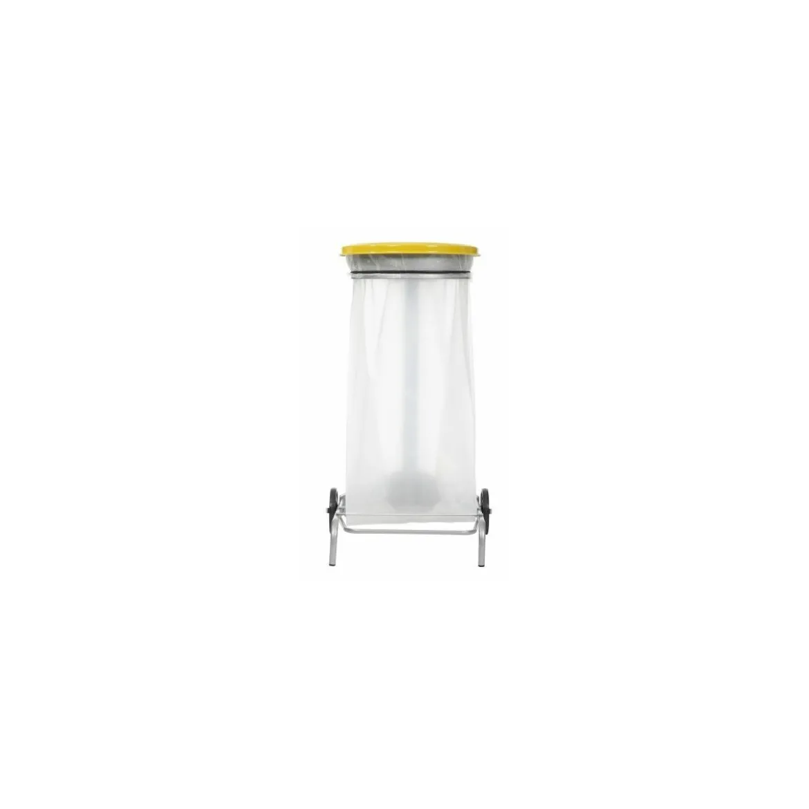 Support sac poubelle 110 L mobile jaune à pédale