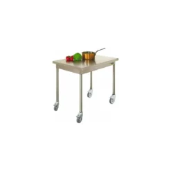 Table centrale inox avec roulettes 140 x 70 cm