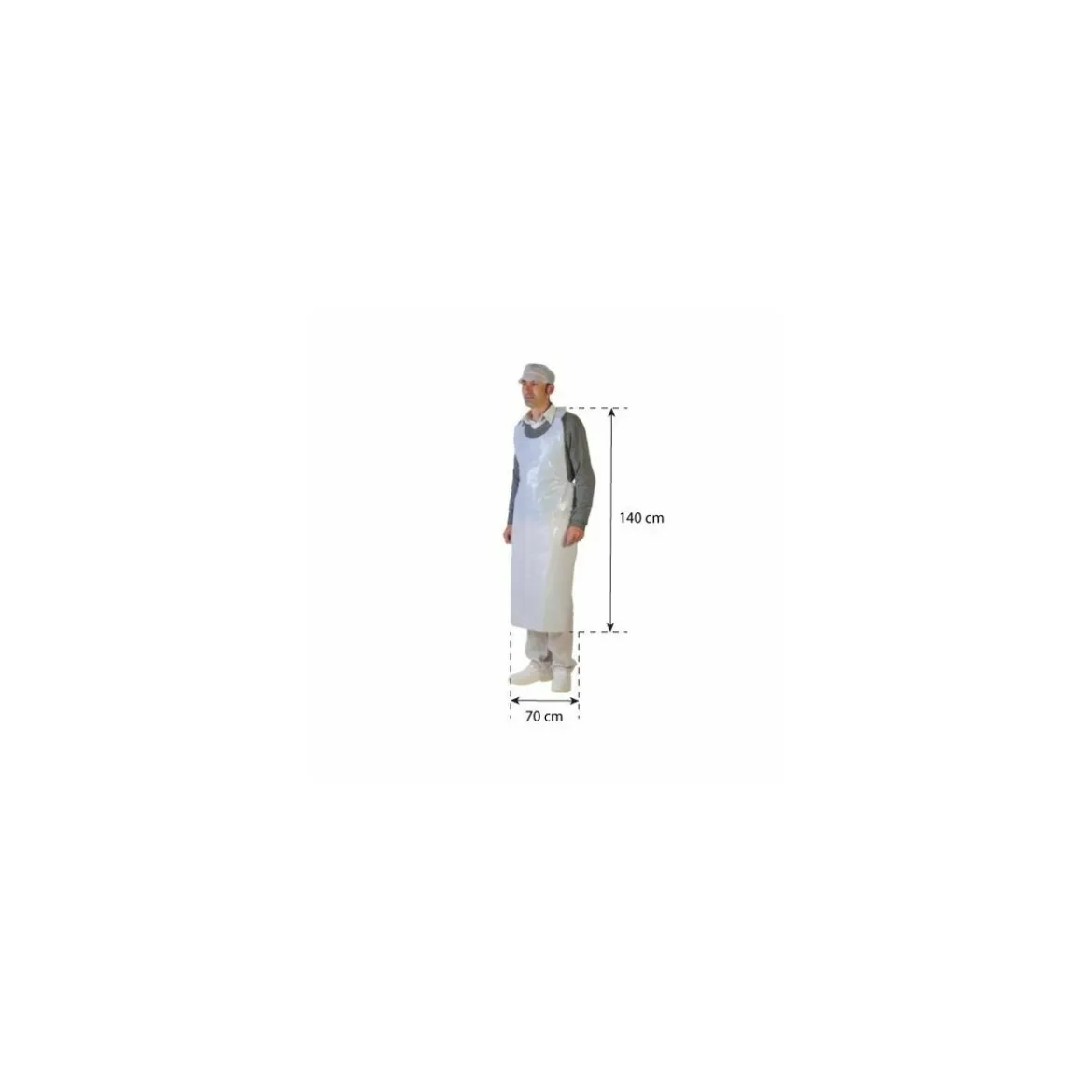 Tablier jetable gaufré blanc PEBD 60 µ 140 x 70 cm - par 50