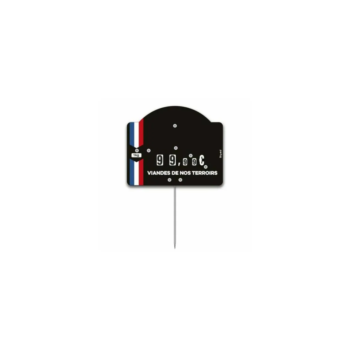 Étiquette prix à pique et à tournette "Ruban Bleu Blanc Rouge" 12 x 8 cm - par 10