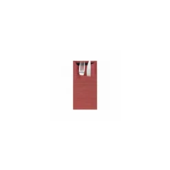 Étui à couverts kraft bordeaux avec serviette noire 22,5 x 11,5 cm - par 100