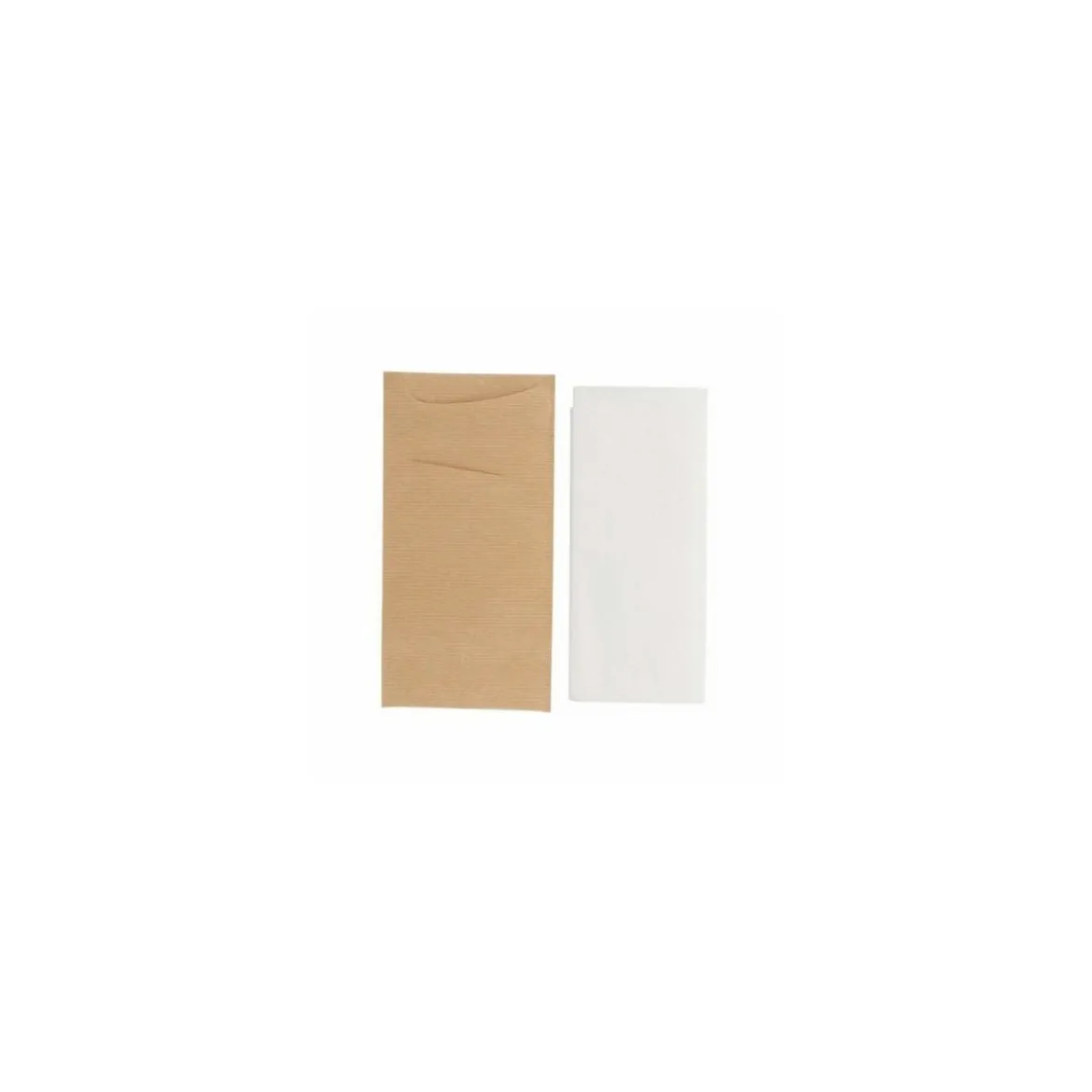 Étui à couverts kraft brun avec serviette blanche 22,5 x 11,5 cm - par 100
