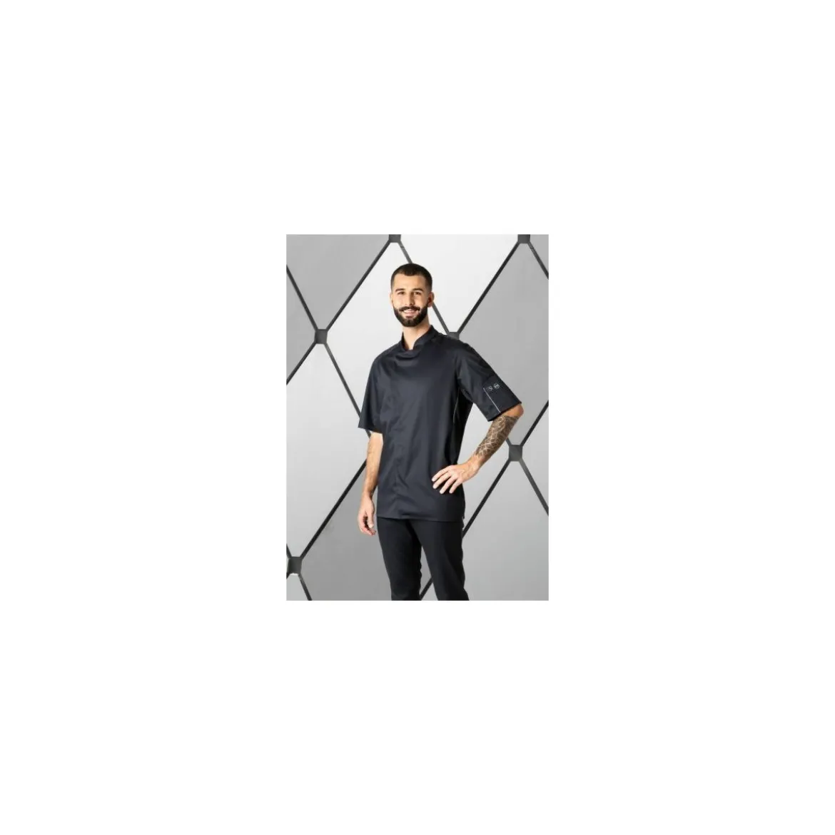 Veste de cuisine manches courtes Benak maille 37.5 noir T3