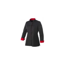 Veste polycoton Una femme manches longues noire et rouge T3
